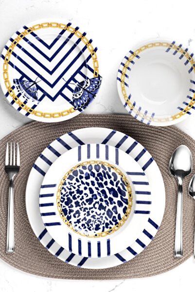 Tulü Porselen Tulu Lale 24 Parça Yemek Seti Db1022