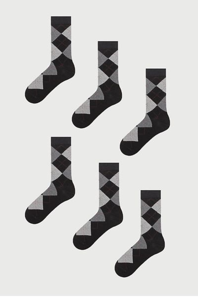 MEM SOCKS Ανδρικές κάλτσες με καρό σχέδιο 6 συσκευασιών