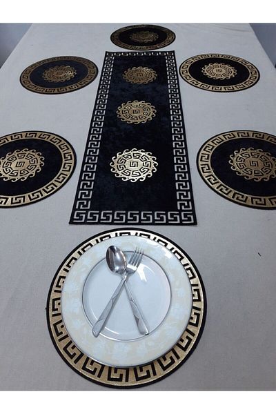 SEHARA Placemat/tranger/masa/fata de masa/catifea/Set de prezentare a alimentelor de 7 piese