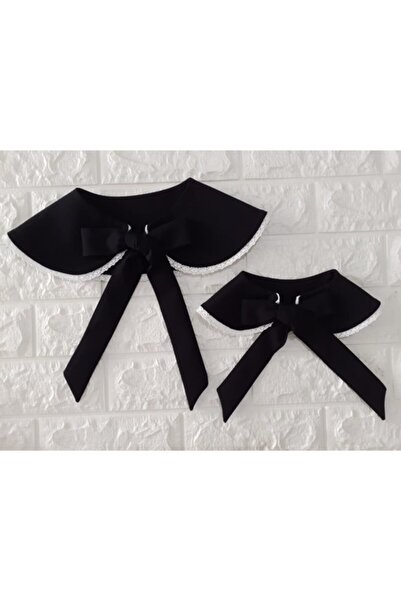 Eylülce Butik Anne Kız Vıntage Dantelli Siyah Yakalık Takımı