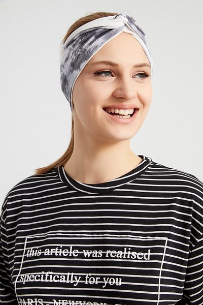 Butikgiz Batik White, Boutique Design Women's Bandana Hair Band, Extra Soft, Flexible, Natural, Combed Cotton
