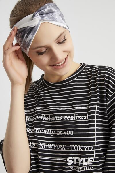 Butikgiz Bandana de par Batik White, Boutique Design, Bandana pentru Par, Extra Moale, Flexibila, naturală, Bumbac Pieptanat