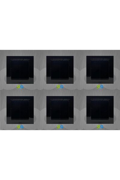 ELBİ Zena Commutator Double Switch with Frame Black 6 Pieces