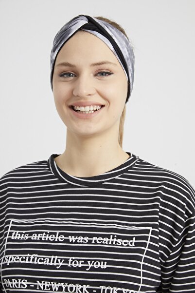 Butikgiz Batik Black, Boutique Design Women's Bandana Hair Band, Extra Soft, Flexible, Natural, Combed Cotton