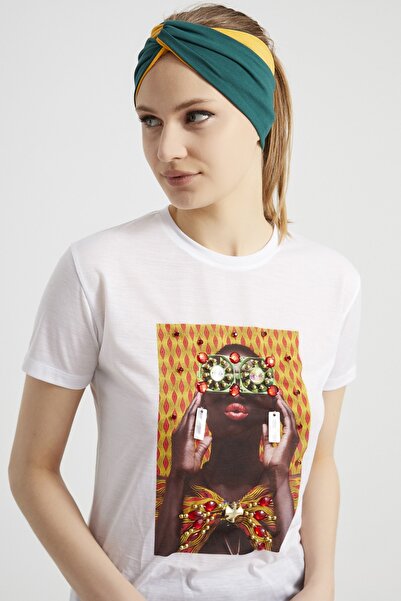 Butikgiz Verde smarald - Muștar, Bandana pentru cap pentru femei Boutique, Ex...