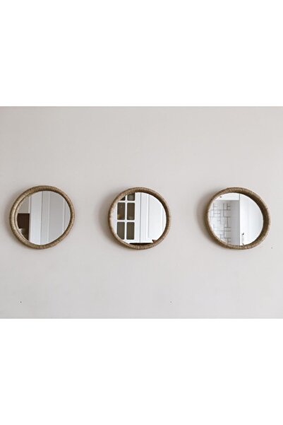 Lidya Shop Kahverengi Bohem Jüt İpinden Basic Ayna Seti 3'lü