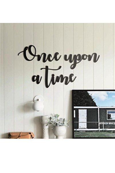 AVMmarketim Once Upon A Time Duvar Süsü Duvar Yazısı Dekoratif Ahşap Duvar Süsü