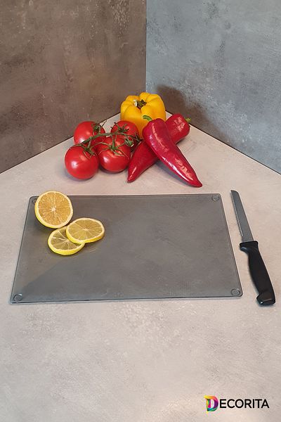 Decorita Glass Cutting Board - Glass Cutting Table| Smoked Glass| 20cm X 30cm