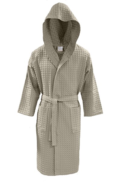 Lucy and Home %100 Pamuk Unisex Pike Bornoz Bej