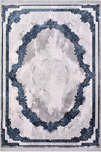 İpek Halı Blossom Serisi 13614 Mavi Klasik Salon Halısı