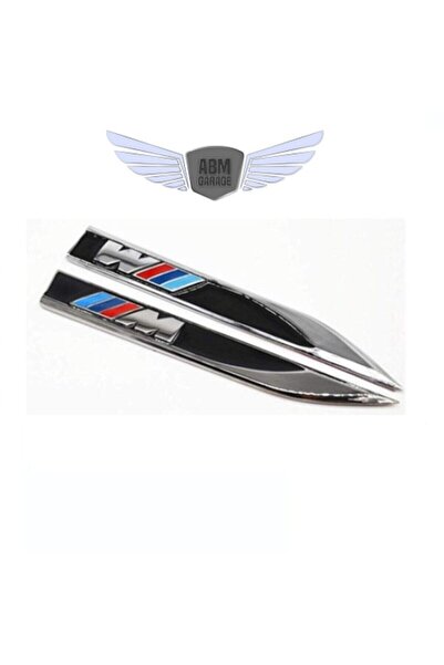 ABMGARAGE Bmw M Fender Logo Black Stainless Chrome Metal with Rigging Glue