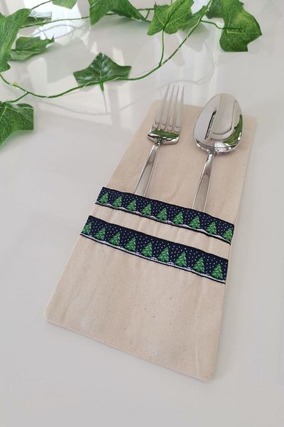 Emtory Home Λευκά μαχαιροπήρουνα 6 τεμαχίων - Παρουσίαση σερβιρίσματος με λωρίδες πεύκου