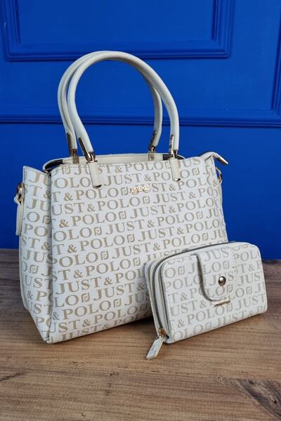 Just Polo مجموعة محفظة نسائية كريمية مكونة من 5 أقسام Tm1359