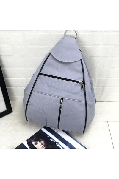 Deribag Rucsac de damă albastru din piele naturală