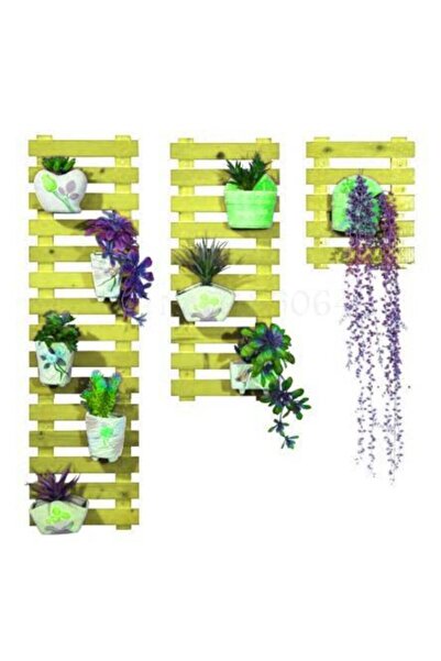 DEMBEY AHŞAP ATÖLYE Çiçeklik Saksılık Balkon Çiçeklik Retro Obje 3 Lü Set Sarı