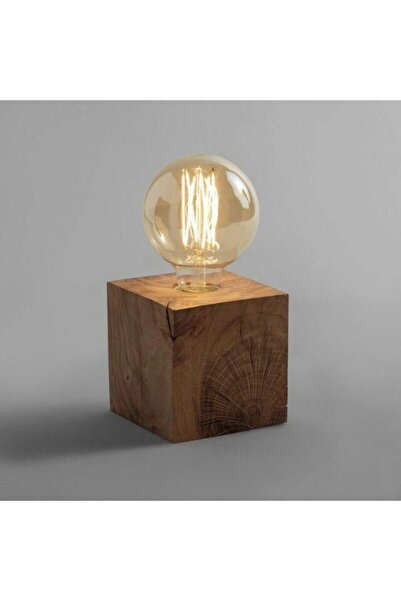 hü ma tasarım ve aksesuar Retro Rustik Ahşap Rubik Küp Masa Lambası - Abajur