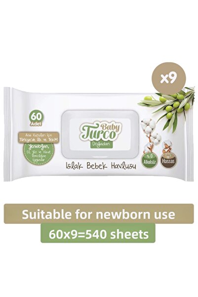 Baby Turco 60x9 540 ورقة مناديل مبللة - Doğadan Newborn