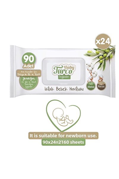 Baby Turco Doğadan Newborn Wet Baby Towel 24x90 Sheets