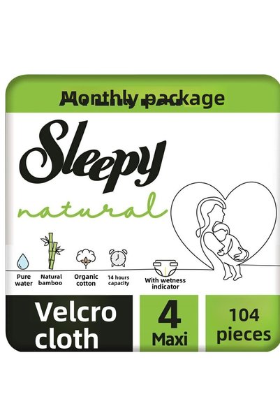 Sleepy Natural Baby Diaper Maxi 4 No 104 Pcs