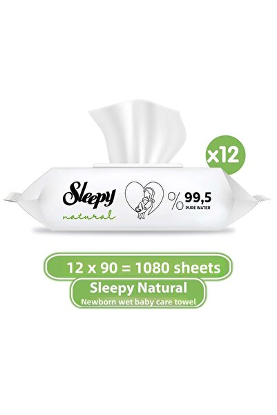 Sleepy منشفة طبيعية مبللة للعناية بالأطفال حديثي الولادة 12x90 (1080 ورقة)