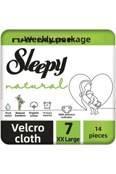 Sleepy Natural Weekly Package Baby Diapers Size 7 Xxlarge 14 Pieces