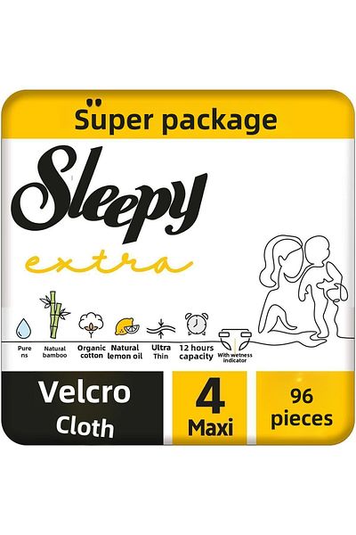 Sleepy Super Pack Extra Daily Activity Baby Diapers - Size 4 Maxi 96 Pieces