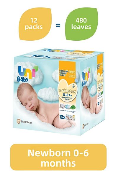 Uni Baby Set of 40 Newborn Wet Wipes (12 Pieces)