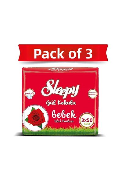 Sleepy Rose Scented Wet Baby Towel 50 Sheets x 3 Pieces
