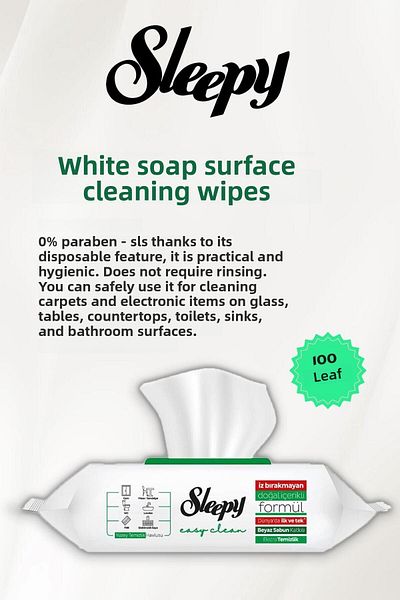 Sleepy 100Pcs and 50Pcs White Soap Surface Wipes - Easy Clean 2X15 and Rosie