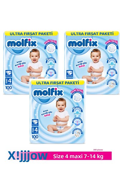 Molfix حفاضات أطفال عبوة الفرصة الفائقة مقاس ماكسي 4 100 قطعة × 3 عبوات