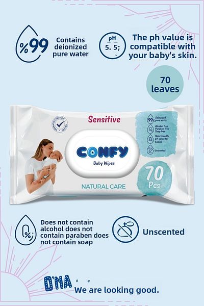 Confy Sensitive Special Wet Wipes for Babies 70 Sheets