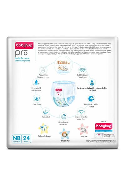 Babyhug Pro Bubble Care Premium Pant Style Diapers Size 1 - 24 Pieces