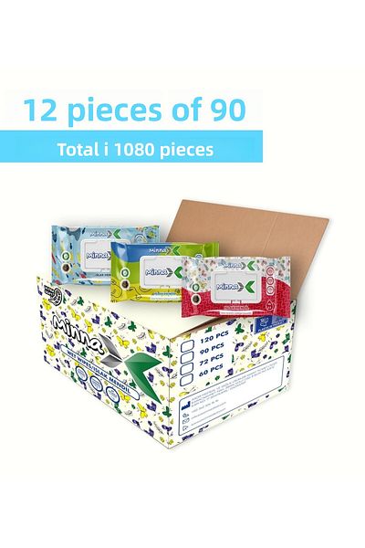 AREX Minnax 90 Pack Wet Wipes - 12 Pack (12x90 1080 Sheets)