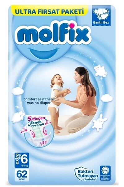 Molfix Baby Diapers Ultra Deal Package X Large Size 6 62 Pieces