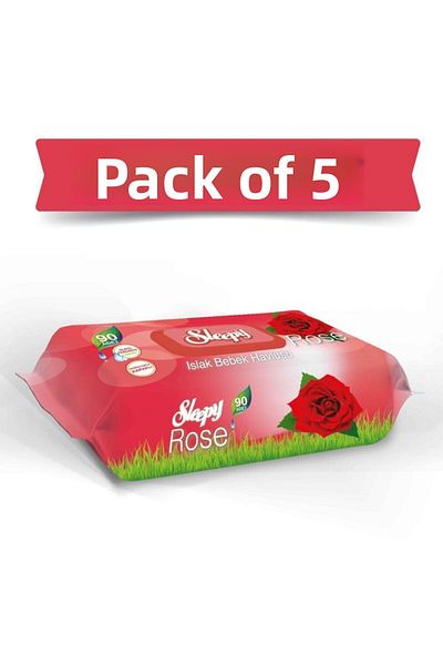 Sleepy Rose Scented Wet Towel 90's 5 Pieces