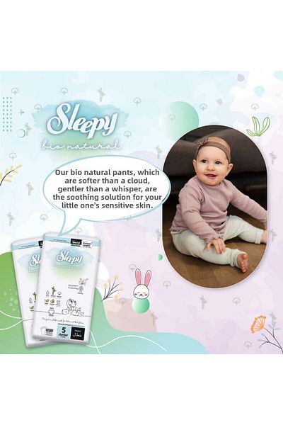 Sleepy Bio Natural Pants Size 5|200 count|Organic|Comfort|Absorbent|Eco-Friendly|Hypoallergenic