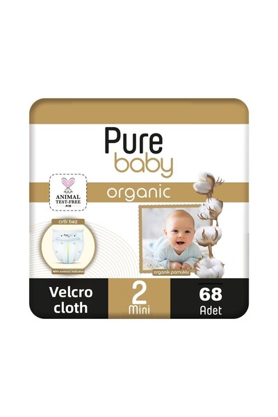 Pure Baby 3-6 كجم 68 قطعة حفاضات أطفال صغيرة - عضوية