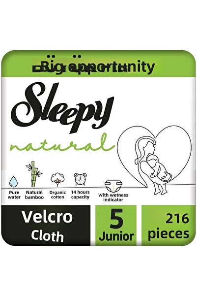 Sleepy حفاضات أطفال ناتشورال بيبي مقاس 5 جونيور ميجا باك 216 قطعة