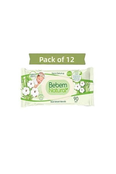 Bebem Natural مناديل مبللة للأطفال حساسة الملمس 12 عبوة 1080 قطعة