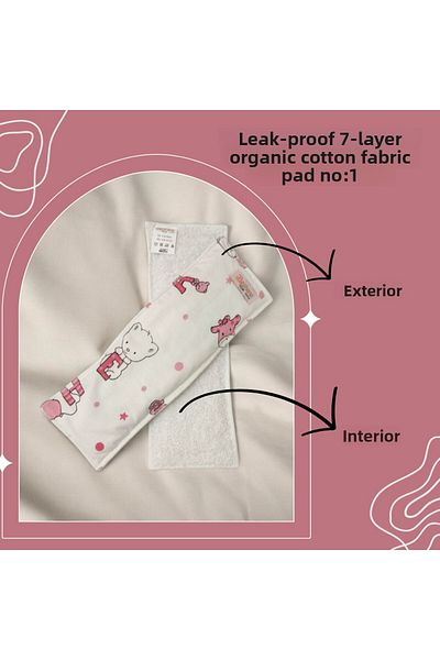 BEZHANE Baby 7 Layer Washable Baby Pad Pink Letter Pattern Number 1