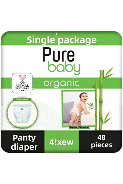 Pure Baby حفاضات داخلية من الخيزران العضوي، عبوة واحدة مقاس 4 ماكسي 48 قطعة
