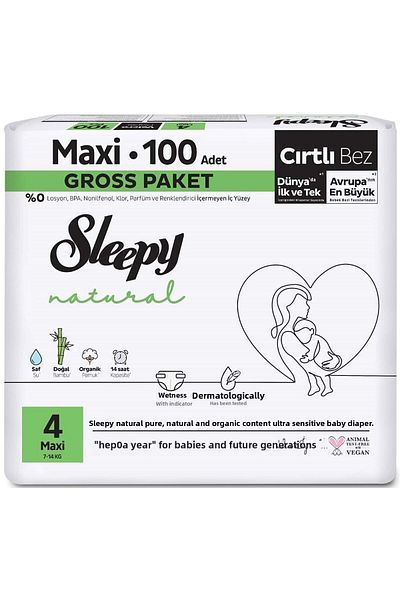 Sleepy Baby Diaper Natural Size:4 (7-14kg) Maxi 100 Pieces Ultra Pk