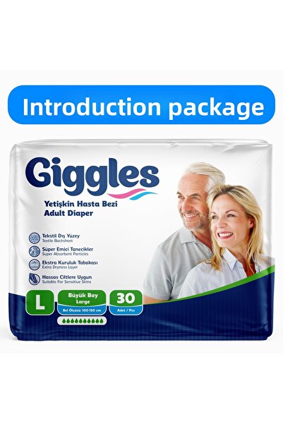 giggles Adult Tie-On Patient Diaper, Patient Diaper Size L (Large) Pack of 30