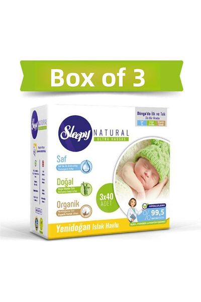 Sleepy Natural Newborn Wet Cotton Towel 9 Pack 360 Sheets
