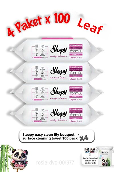 Sleepy مناشف تنظيف الأسطح من ليليوم بوكيه - 100 × 4 قطن روزي
