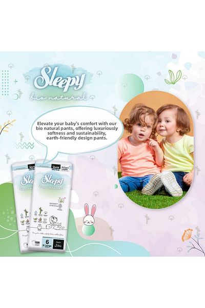 Sleepy Bio Natural Pants Size 6|160 Count|Organic|Comfort|Absorbent|Eco-Friendly|Hypoallergenic