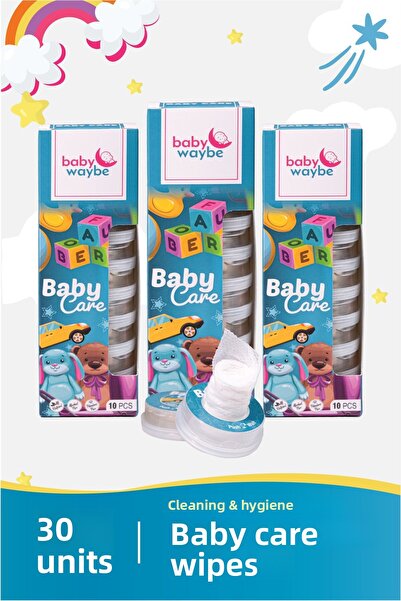 babywaybe 3 Pack Baby Care & Cleaning & Hygiene Wipes 30 X 4.5 ml Travel Size...