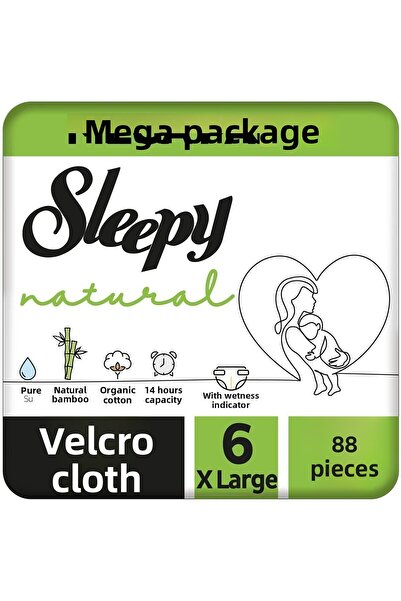 Sleepy عبوة ناتشورال ميجا حفاضات أطفال مقاس 6 إكس لارج 88 قطعة