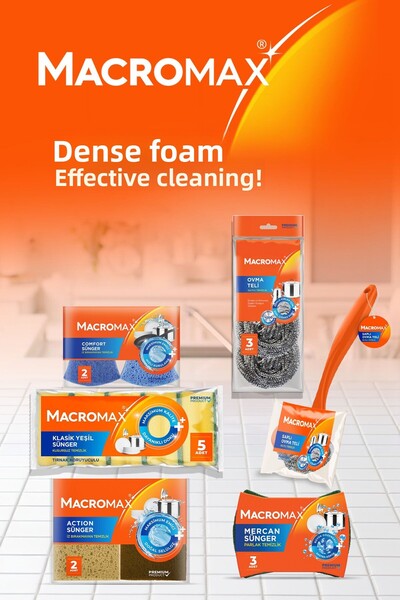 MACRO MAX Magico Dishwashing Sponge 2 Pack, Honeycomb Textured Anti-Scratch Dirt Remover Sponge