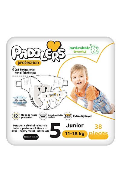 Paddlers Protection Baby Diaper Size 5 Junior 38 Pieces (11-18 kg) Jumbo Package